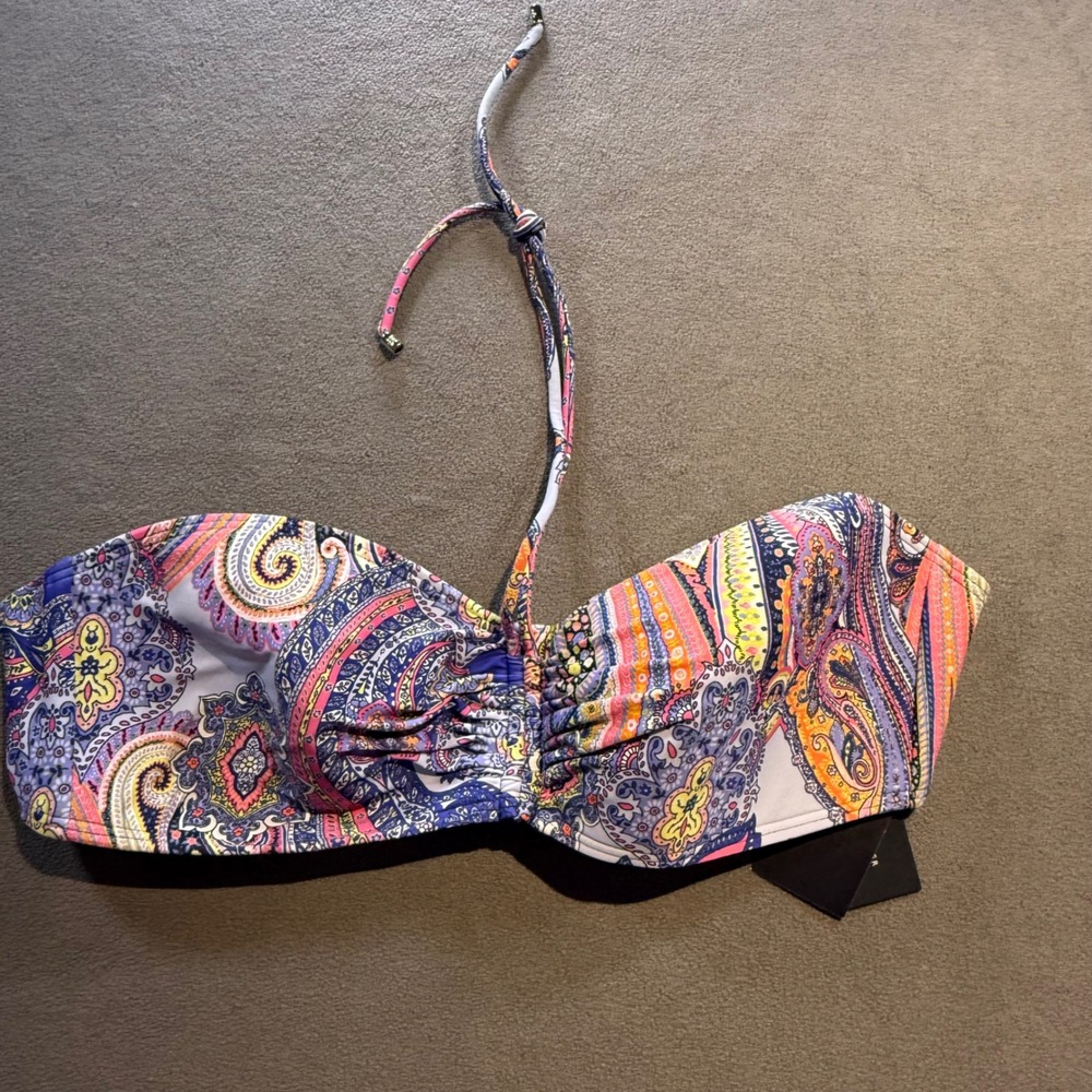 Tommy Hilfiger Womens Paisley Bandeau Bikini Top Multicolor XL TZ2TI412